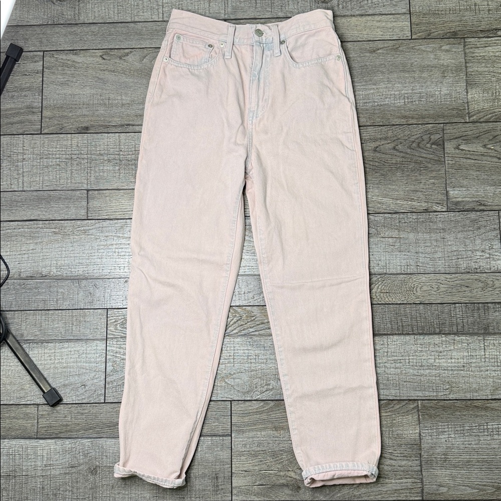 Madewell Light Pink/Blue Denim Mom Jeans